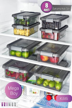 مجموعة من 8 حاويات تخزين مقفلة بحجم كبير GM00316 - GRİMOR Life