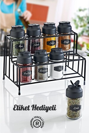 مجموعة من 8 صناديق زجاجية مزدوجة مغطاة بالزيوت مع منصة معدنية - شاكر الملح ، شاكر الفلفل ، مجموعة الزيوت GM00355 - GRİMOR Life