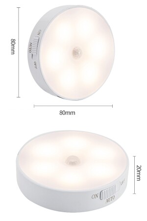 8 Ledli Beyaz Renk Hareket Sensörlü Usb Şarjlı Led Işık Lamba Dolap Içi Koridor Type-c - 4