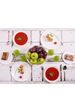 (مينز كارين زيلي) بيضاء 8 قطع عشاء لثلاثة أشخاص مصنوعة في فرنسا - Luminarc