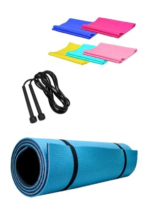 8 mm Pilates Kamp Matı Taşıma Askılı Pvc Atlama İpi ve Bandı Plates Egzersiz Direnç Lastiği - 1