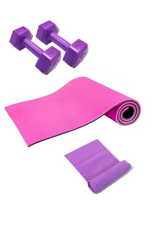 8 mm Pilates-Matte, 1 kg Hantel und Übungsband-Set, Yoga-Matte, Trainingsmatte, Pilates-Set - 1