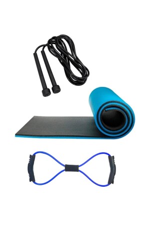 8 mm Pilates-Matte, achteckiges Übungsband und Springseil-Set, Yoga-Matte, Trainingsmatte - 1