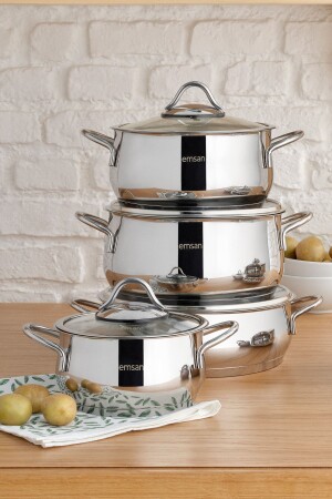 مجموعة أدوات الطبخ من الصلب من 8 قطع على أساس إدراج MNZ-Cemre - Emsan