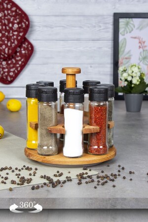 مجموعة من العطور من 8 قطع من المنصة المدوّرة MNZ-Sapel، مجموعة من العطور من 8 قطع من الجولة مع منصة خشبية EtkaDizayn0036 - ETKA