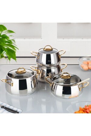 8 Parça Bakraç Çelik Tencere Seti (Silver) - Evren