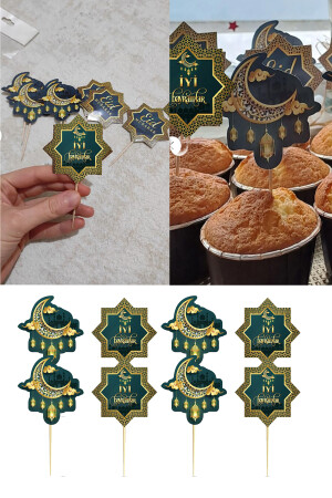 8 Stück Happy Eid-Themenpräsentations-Zahnstocher Willkommen Ramadan Tischdekoration Ornament Cupcake Zahnstocher 220120241244 - 3