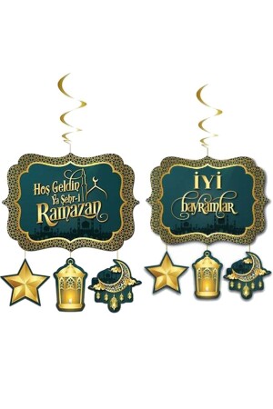 8 Stück Pappmaterial „Happy Holidays Welcome Ramadan“-Deckenornament - 1