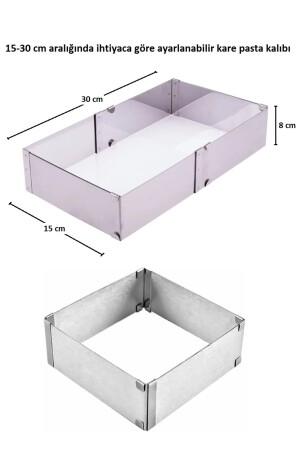 8 Stück runde Kuchenform aus Edelstahl, runde Kuchenform, quadratische rechteckige Kuchenform - 4