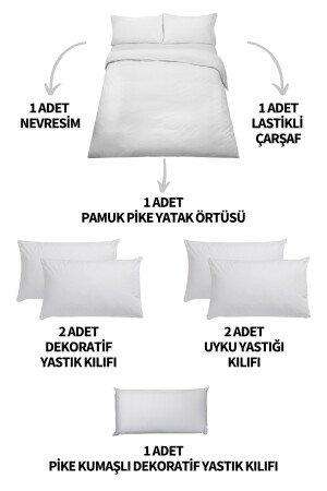 8-teiliges Bettbezug-Set aus elastischem Laken, Stickerei und Piqué Luna aus doppelter Baumwolle in Wassergrün STCKHMNEV1LUN - 4