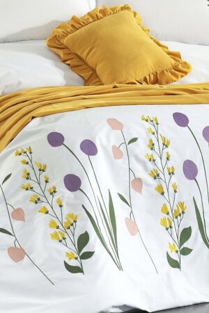 8-teiliges botanisches Doppelbett-Bettbezug-Set mit bunter Blumenstickerei und Mikrokamm-Tagesdecke SRBNHMNAK1BTN - 2
