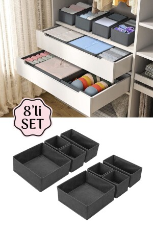 8-teiliges Organizer-Box-Set – Schrank-Organizer, Schubladen-Organizer, Aufbewahrungsbox, Anthrazit MCH-815 - 1