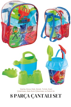 8-teiliges Pj Masks Strand Meer Sand Eimer Eimer Set mit Rucksack Pijamaskeliler Lizenziertes Spielzeug 03502 TOXADEDECKOVA - 3