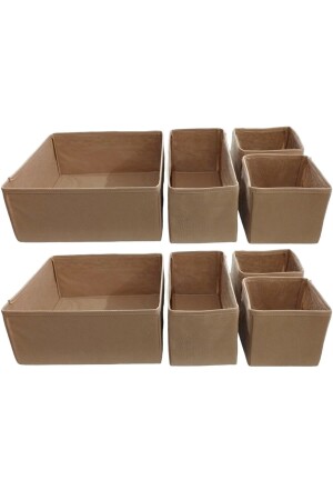 8-teiliges Schubladen-Organizer-Set in Beige – Mehrzweck-Schrankbox-Set - 2