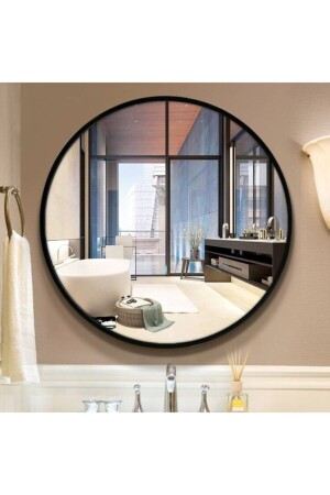 80 cm runder Spiegel mit schwarzem Metallrahmen BLACKROUND80 - 1