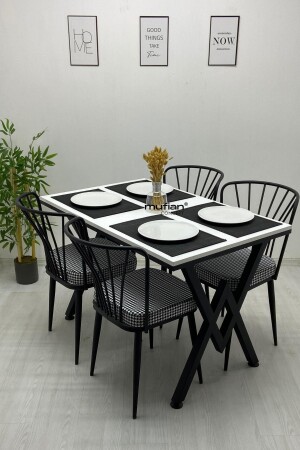 80x120 cm Beyaz W Metal Ayaklı Mutfak Masası Takımı Yemek Masası Takımı Balkon Masası Takımı MUF-YMT-W-80120 - 1