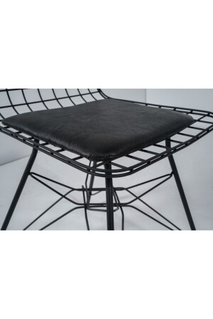80x120 Serap Tel Kafes 4 Kişilik Siyah Mermer Görünümlü Mutfak Masası Yemek Masası Cafe Masası - 5