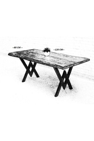 80x120 Serap Tel Kafes 4 Kişilik Siyah Mermer Görünümlü Mutfak Masası Yemek Masası Cafe Masası - 7