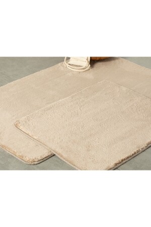 80x50+50x40 Beige Badezimmermatten-Set, doppelter Plüsch, rutschfeste Unterseite, waschbar PASPAS2LITAKIM - 2