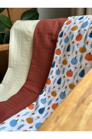 80x90cm 3-teiliges Musselin-Set für Babys aus Öko-Tex-zertifizierter Baumwolle (3 Bezüge, 3 Schals). Runbaby-Musselin-Set 80x90 - 4