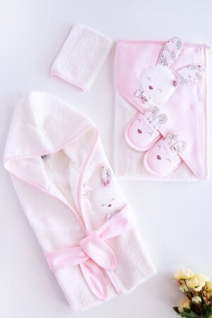 826 Kız Bebek Pamuklu Bornoz Takımı TXA1C9E7D72314 - Gaye