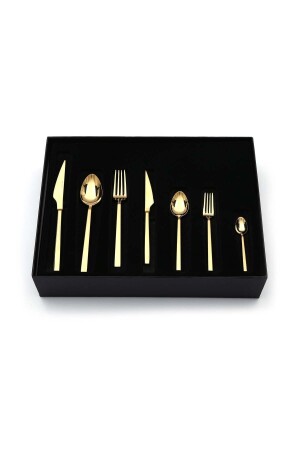 84-teiliges Löwe-Gold-Gabel-Löffel-Messer-Set. 84-teiliges Löwe-Gold - 4