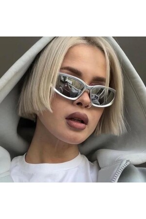 نظارات شمسية من الزجاج المتراجع من الزجاجات ذات الإطار الأبيض من الزجاجات من الزجاجات من الزجاجات من الزجاجات من الزجاجات من الزجاجات من الز - Köstebek