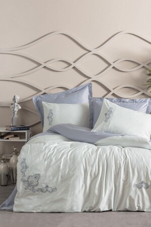 المخططات المزدوجة من الساتين المزدوجة من غطاء القماش المكون من بيانا جراي 8680108068632 - Cotton Box