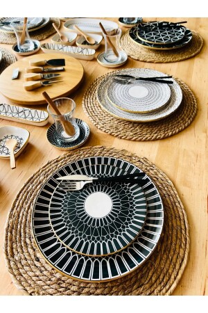 نمط منز مزخرف 87 قطعة فطور بامبو مجموعة لـ 12 شخص - CASA DE BELLA