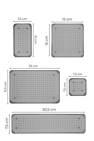 8li Antrasit Çekmece Içi Düzenleyici Organizer 1x(O.DKDRTGN-B.KARE) 2x(D.DKDRTGN-K.DKDRTGN-K.KARE) - 3