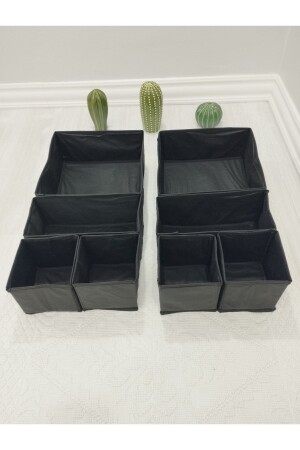 8'li Siyah Çekmece Içi Düzenleyici Organizer Set - Çok Amaçlı Dolap Içi Kutu Seti - Balkan Room