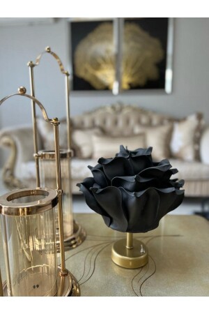 مكنز ديكور إيفا الزهرة الاصطناعية مصباح طاولة بلا سلك فوق الأسود أسفل الذهب القديم (9 ف بطارية 75-90 ساعة) M189 - Maison Avf