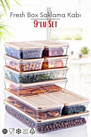 مجموعة من 9 علبة جديدة ميكروويف ومبردة مناسبة لخزنة حاوية كريم - Nandy Home