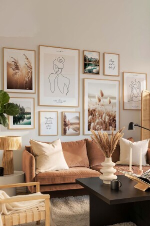 9 Parça Ahşap Çerçeve Görünümlü Mdf Tablo Seti - Artavessa Gift&Home