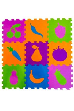 9 Parça Büyük Meyveler Ve Sebzeler Sünger Yapılı Oyun Karosu Yer Matı Puzzle Yapboz yermatıhepberaber - 4