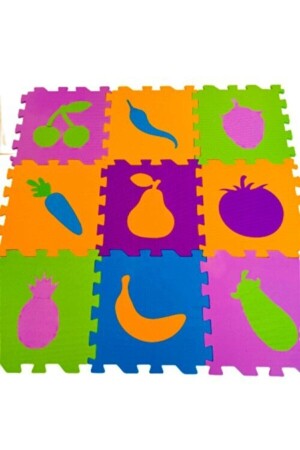 9 Parça Büyük Meyveler Ve Sebzeler Sünger Yapılı Oyun Karosu Yer Matı Puzzle Yapboz yermatıhepberaber - 5