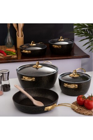 9 Parça Gold Stone Ezme Seri Tencere Seti - Evren