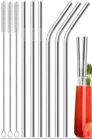 9 Parça Metal Pipet Seti Paslanmaz Çelik Pipet Ve Çubuk Pipet Temizleme Fırçası - 2