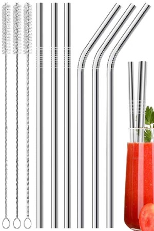 9 Parça Metal Pipet Seti Paslanmaz Çelik Pipet Ve Çubuk Pipet Temizleme Fırçası - 2