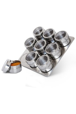 9-teiliges magnetisches Tisch-Gewürzdosen-Set aus Edelstahl Cin220x ehy-cin220x - 4