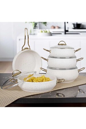 مـنـز - غرانيت - كاسيرول و بوت سيت الذهب 9 قطع بيضاء TYC00385682752 - Lines
