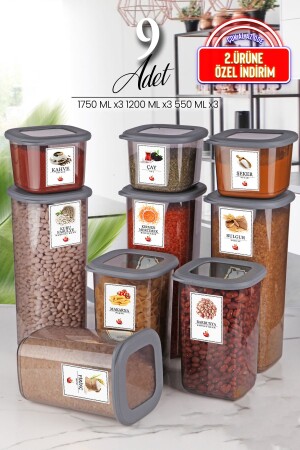 مجموعة من 9 حاويات تخزين غذائية مربعة مع قوارب السيليكون والعلامة x3 ((550 مل-1200 مل-1750 مل) TYC00520986217 - Kitchen Life