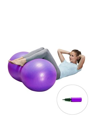 90 Cm Mor Fıstık Şeklinde Pilates & Yogatopu + Dual Plus Pompa Sağlık Bahar ayla-gym63 - 1