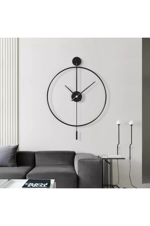 90 cm schwarze Tiktok – schwarzer 35-Stunden- und Minutenzeiger, moderne dekorative Metallwanduhr mit Pendel tiktok90siyahh - 3