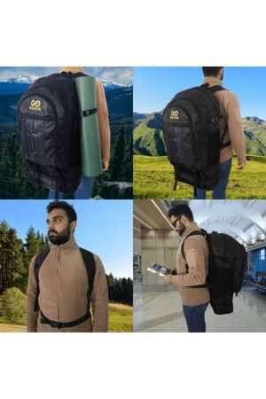 90-Liter-Balg-Rucksack in Schwarz, wasserdicht, mit mehreren Fächern für Laptops, für Camper, Reisen und Bergsteiger - 3