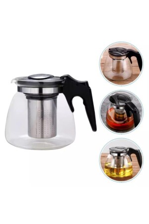 900 ml Borasilikatglas-Teekanne mit Stahlsieb, Tee-, Kaffee-, Kräutertee-Ei, Schwarz, TYC00191094417 - 3