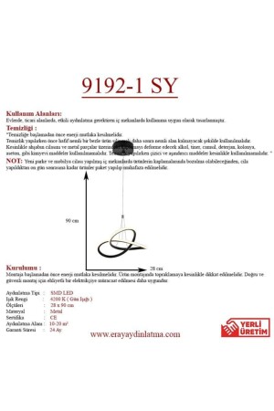 9192-1 Siyah Tekli Led Avize 9192-1 SY - 5