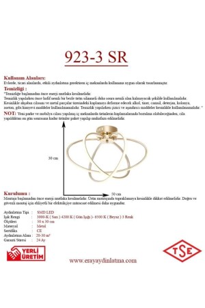 923-3 3 LED Gelber Kronleuchter 923-3 SR - 4