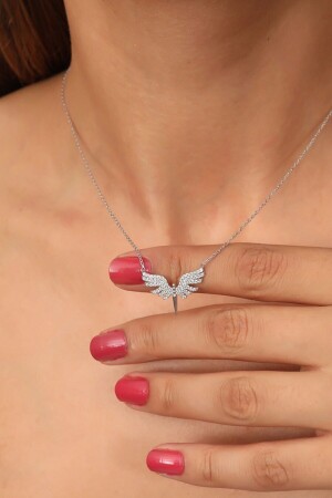 منز من النساء 925 سدرلينغ الفضة سلسلة حجر أبيض مايكل ملاك حزمة عنق المجوهرات1 - Bilsen Store