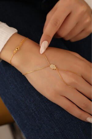منز الفضة فاطمة اليد شاهمران 925 ستيرلينغ الفضة 14k ذهبية معصم شاهمران - Linove Jewellery